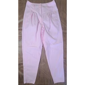 Vintage Womens Parachute Pants 5/6 24x30.5 Pleat High Rise Tapered 80s Baby Pink